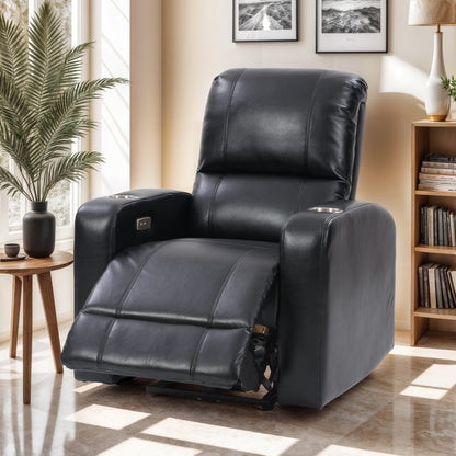 Black Power Recliner with Cup Holder