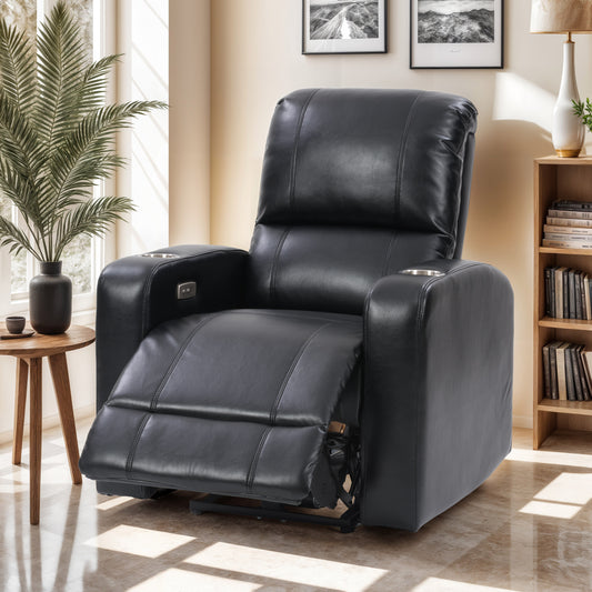 Black Power Recliner with Cup Holder
