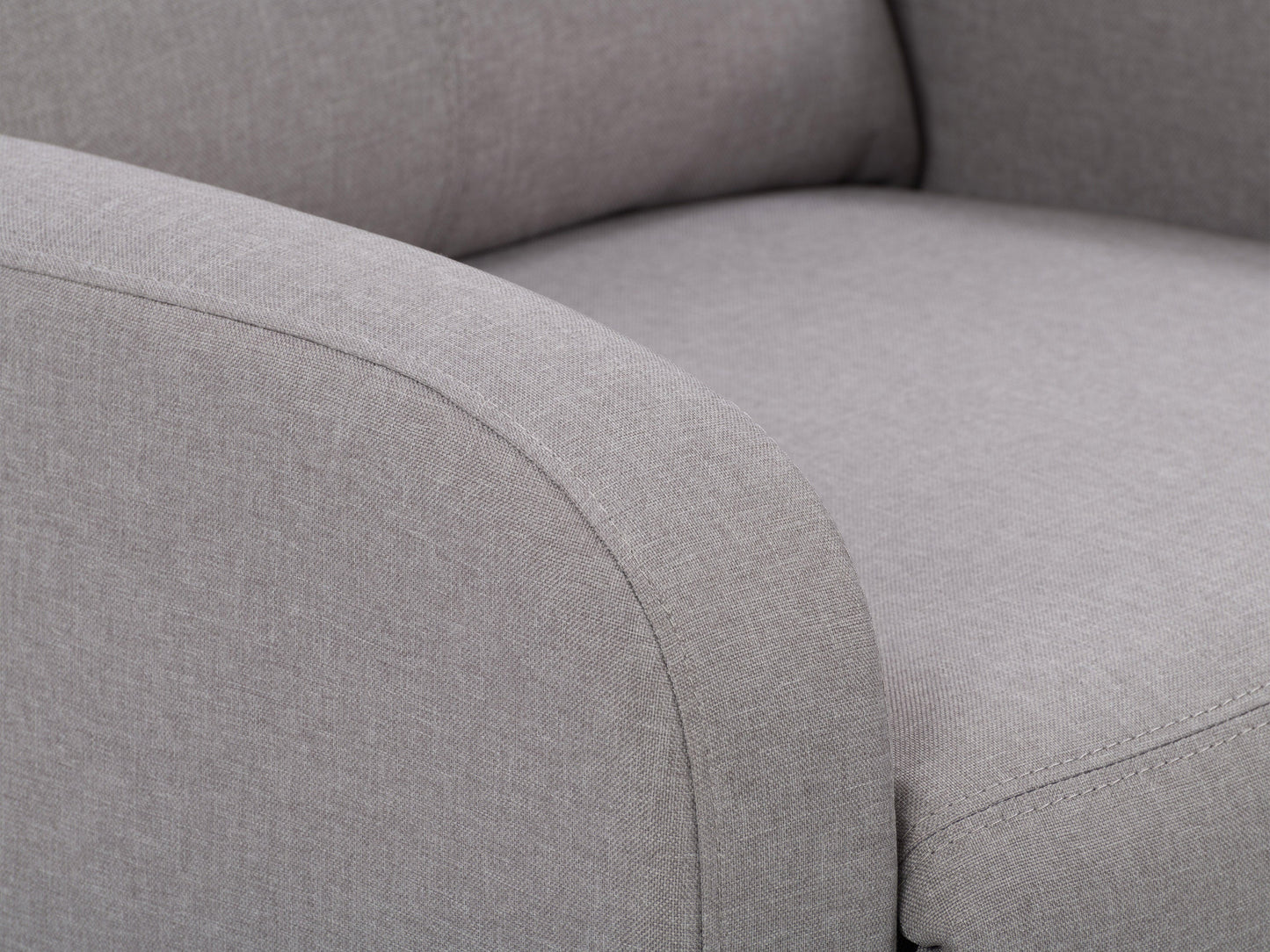 Light grey push back recliner with plush cushioning, sleek armrests, and a modern design. Upholstered in soft fabric with a sturdy wooden frame, perfect for living room comfort and relaxation.