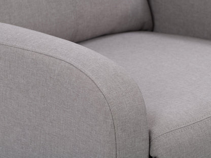 Light grey push back recliner with plush cushioning, sleek armrests, and a modern design. Upholstered in soft fabric with a sturdy wooden frame, perfect for living room comfort and relaxation.