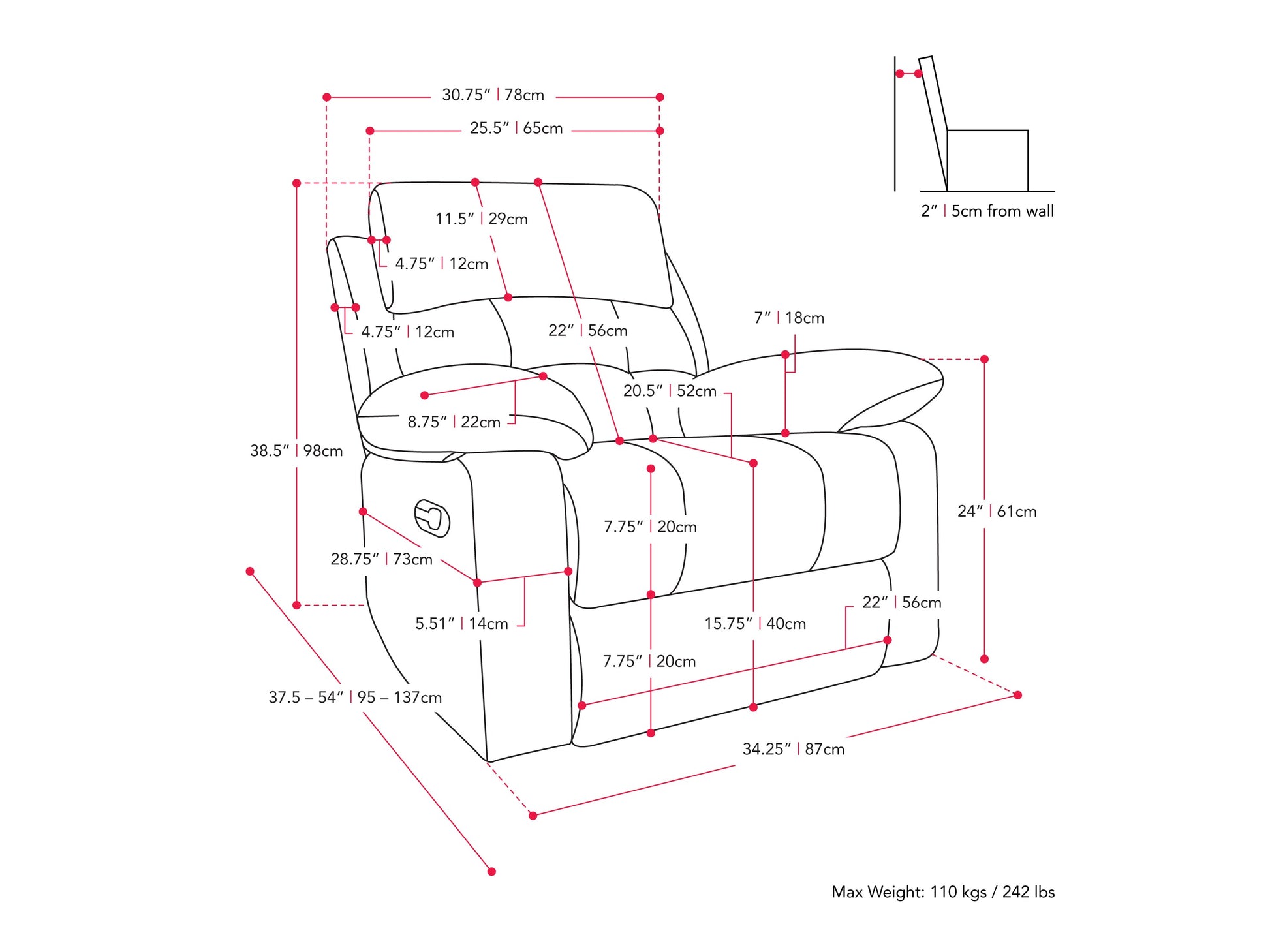 Extra wide light grey recliner with plush fabric, padded armrests, and a smooth reclining mechanism, perfect for living room comfort and relaxation.