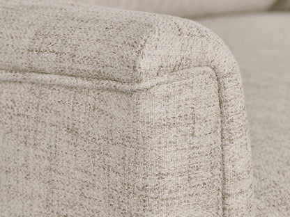 Beige swivel glider recliner chair with plush cushions, smooth fabric, and ergonomic design for comfort and relaxation. Ideal for living rooms or nurseries.
