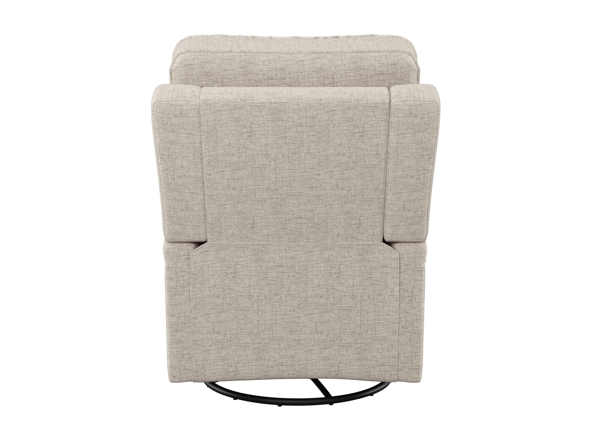 Beige swivel glider recliner chair with plush cushions, smooth fabric, and ergonomic design for comfort and relaxation. Ideal for living rooms or nurseries.