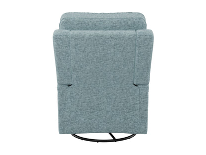 Blue swivel glider recliner chair with plush cushions, ergonomic design, and durable fabric upholstery, perfect for living room or nursery.