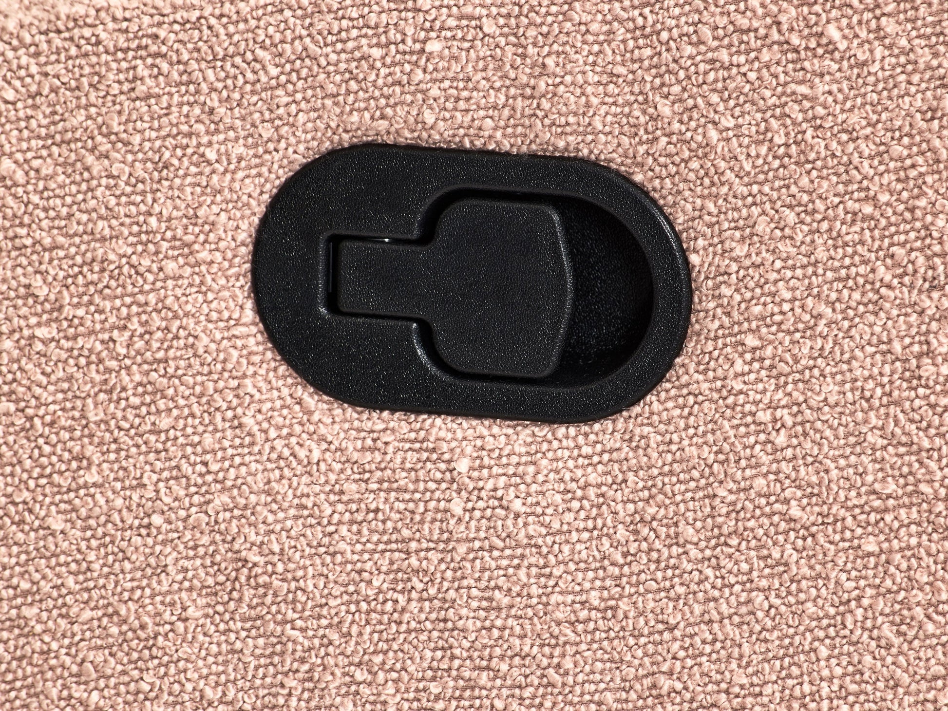 Pink boucle glider recliner chair with plush upholstery, smooth gliding mechanism, and ergonomic design. Ideal for modern living rooms or nurseries.