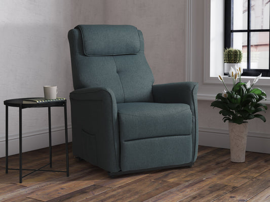 Blue Power Lift Recliner with Remote