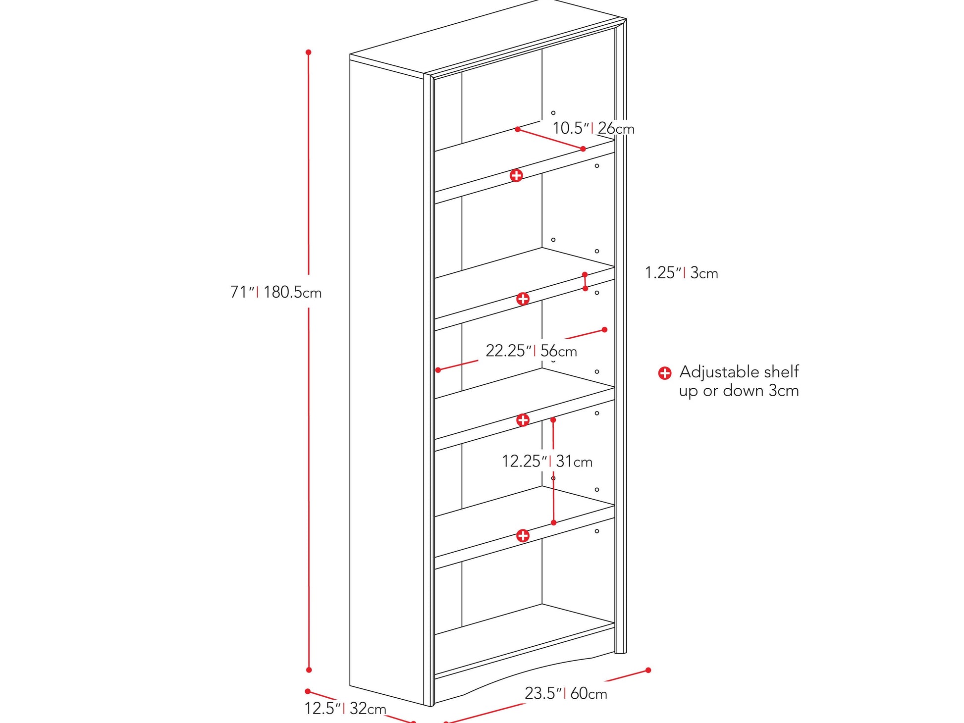 Black 5-shelf bookcase with sleek, modern design, featuring adjustable shelves, sturdy wooden construction, and smooth matte finish, perfect for organizing books, decor, and storage in any room.