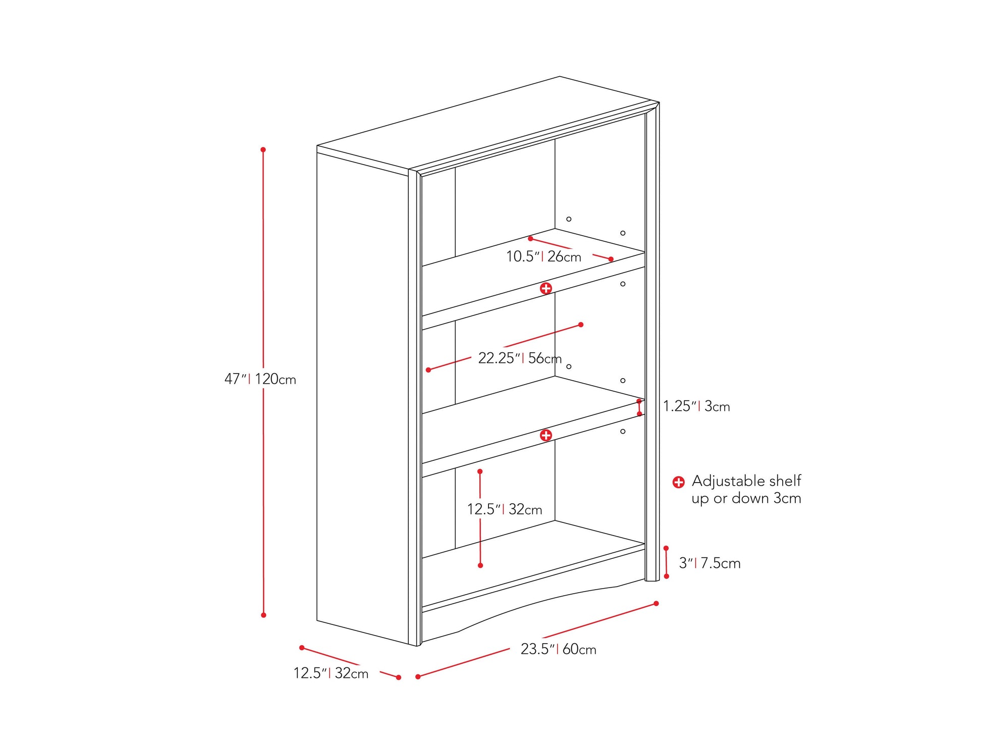 Brown wooden 3 shelf bookcase with a smooth finish, featuring adjustable shelves and a sturdy design, ideal for organizing books and decor in living rooms or offices.
