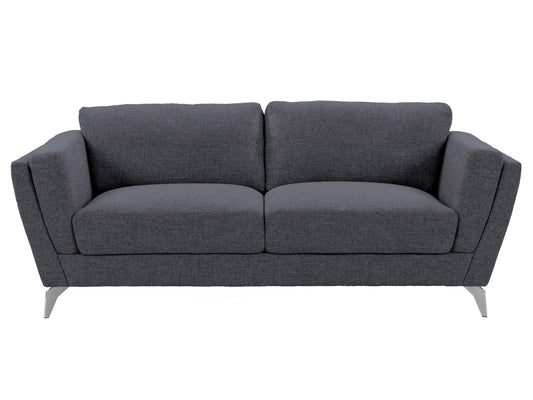 Deep blue 3 seater sofa with plush cushions, sleek wooden legs, and soft velvet upholstery, perfect for modern living rooms and contemporary decor.