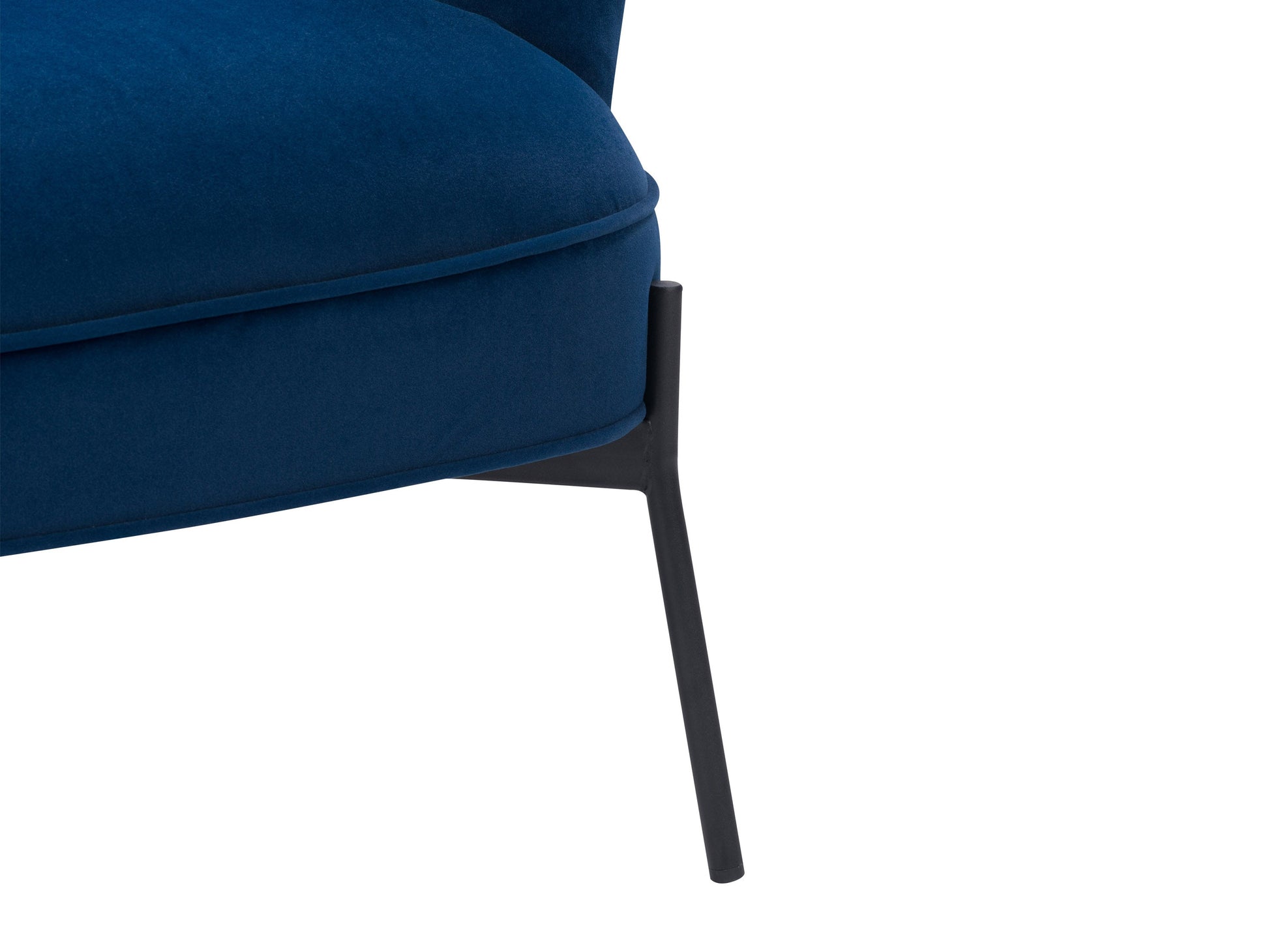 Blue modern wingback accent chair with tufted backrest, wooden legs, and soft velvet upholstery, perfect for living room or bedroom decor.