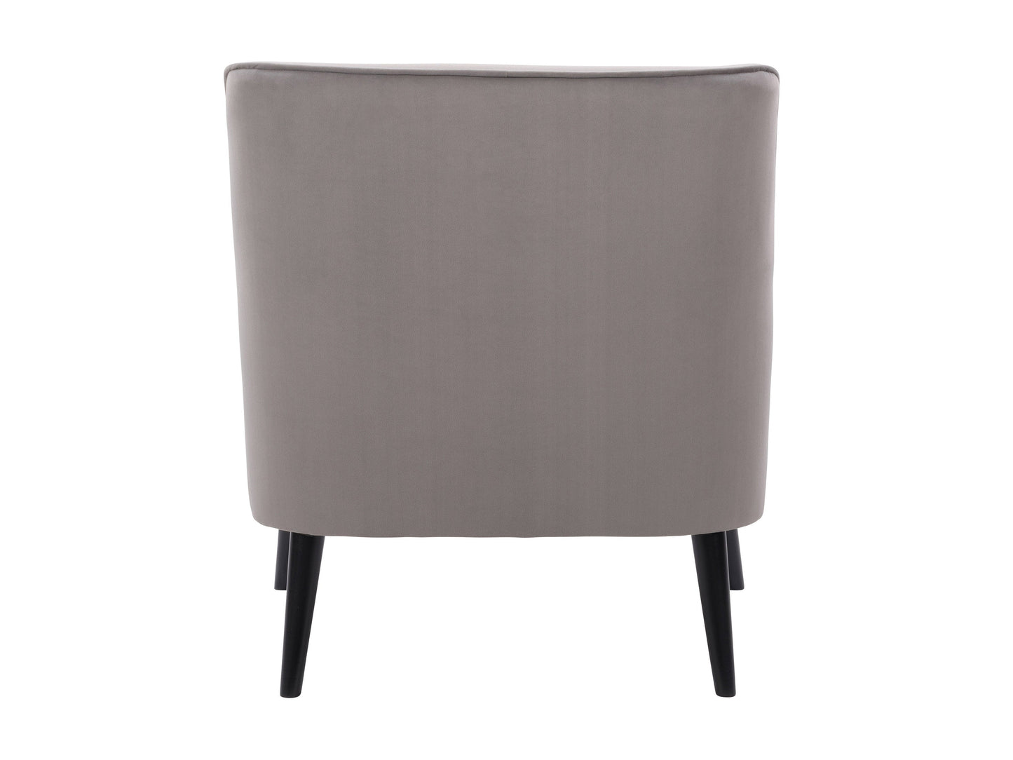 Elegant grey velvet accent chair with plush cushioning, sleek gold metal legs, and tufted backrest. Ideal for modern living rooms or offices, this stylish chair offers both comfort and sophistication.