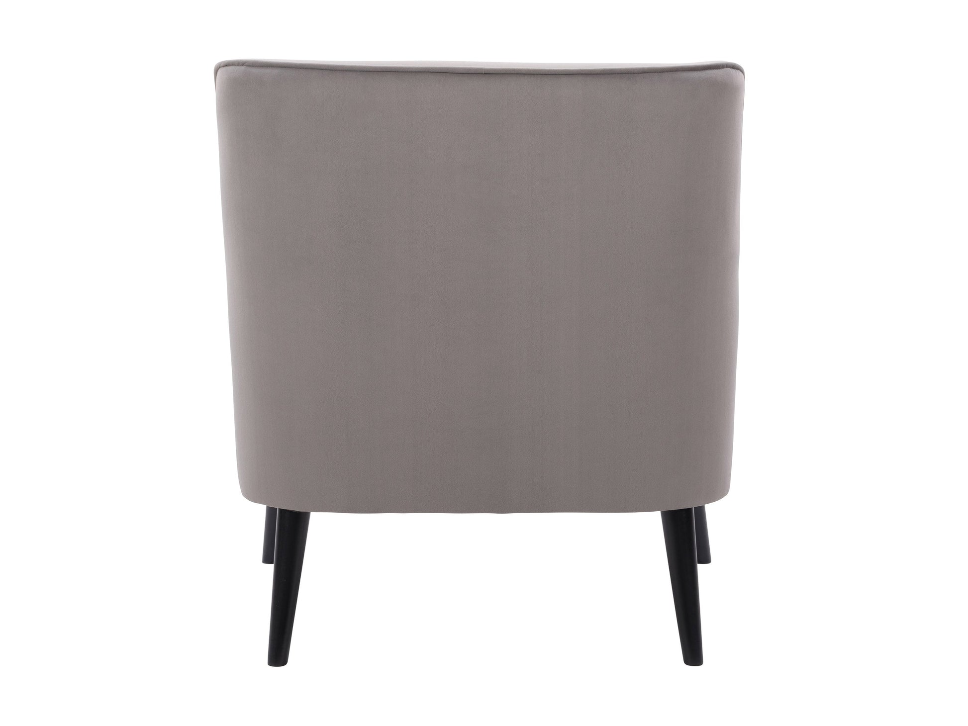Elegant grey velvet accent chair with plush cushioning, sleek gold metal legs, and tufted backrest. Ideal for modern living rooms or offices, this stylish chair offers both comfort and sophistication.