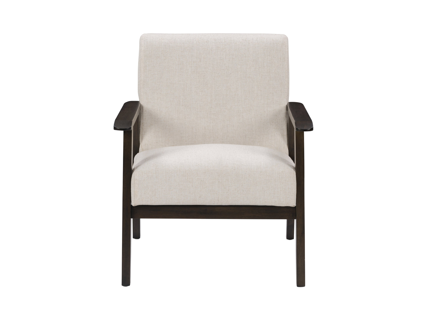 Natural Linen Upholstered Mid-Century Modern Accent Chair
