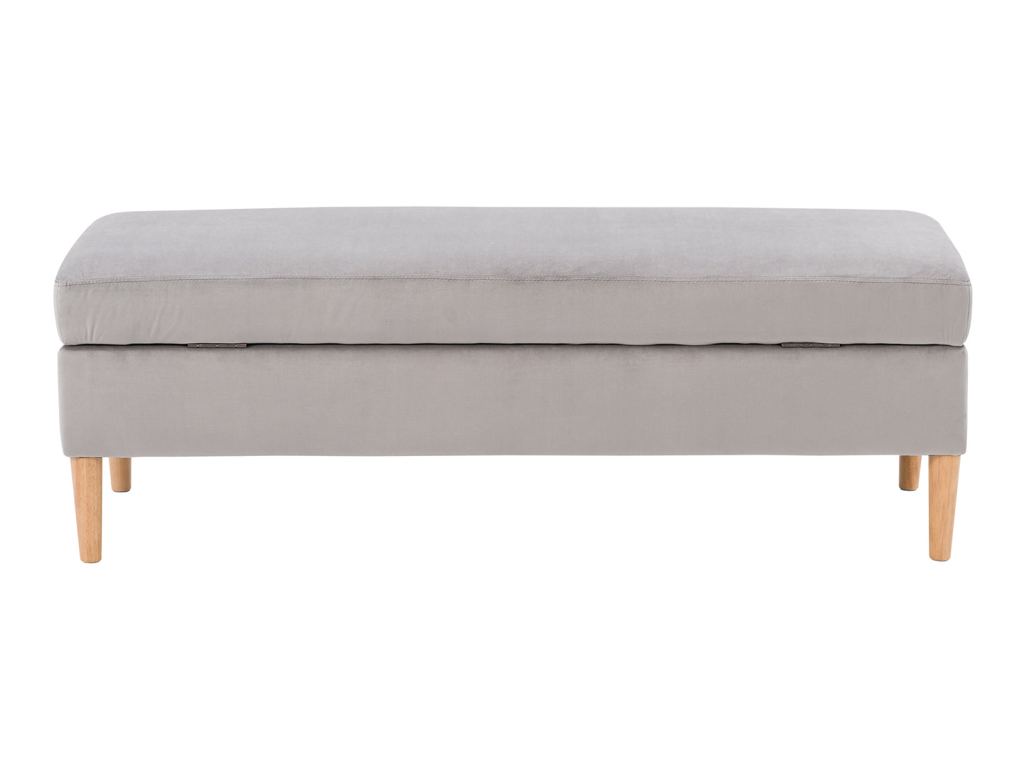 Light Grey Velvet Storage Ottoman