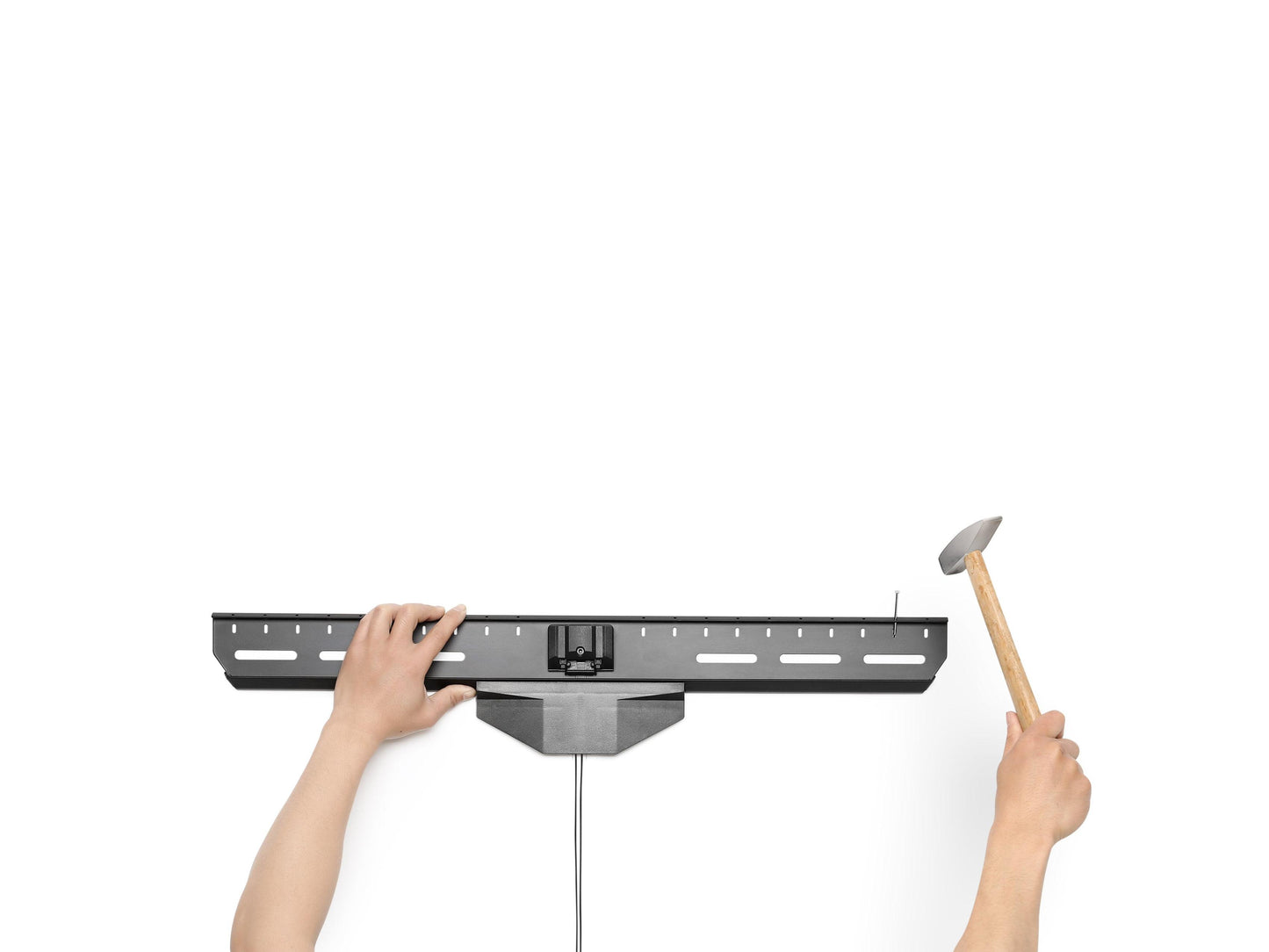 Sturdy black drywall TV mount for 37" - 80" TVs with adjustable brackets, sleek design, and durable construction for secure installation on various wall types.