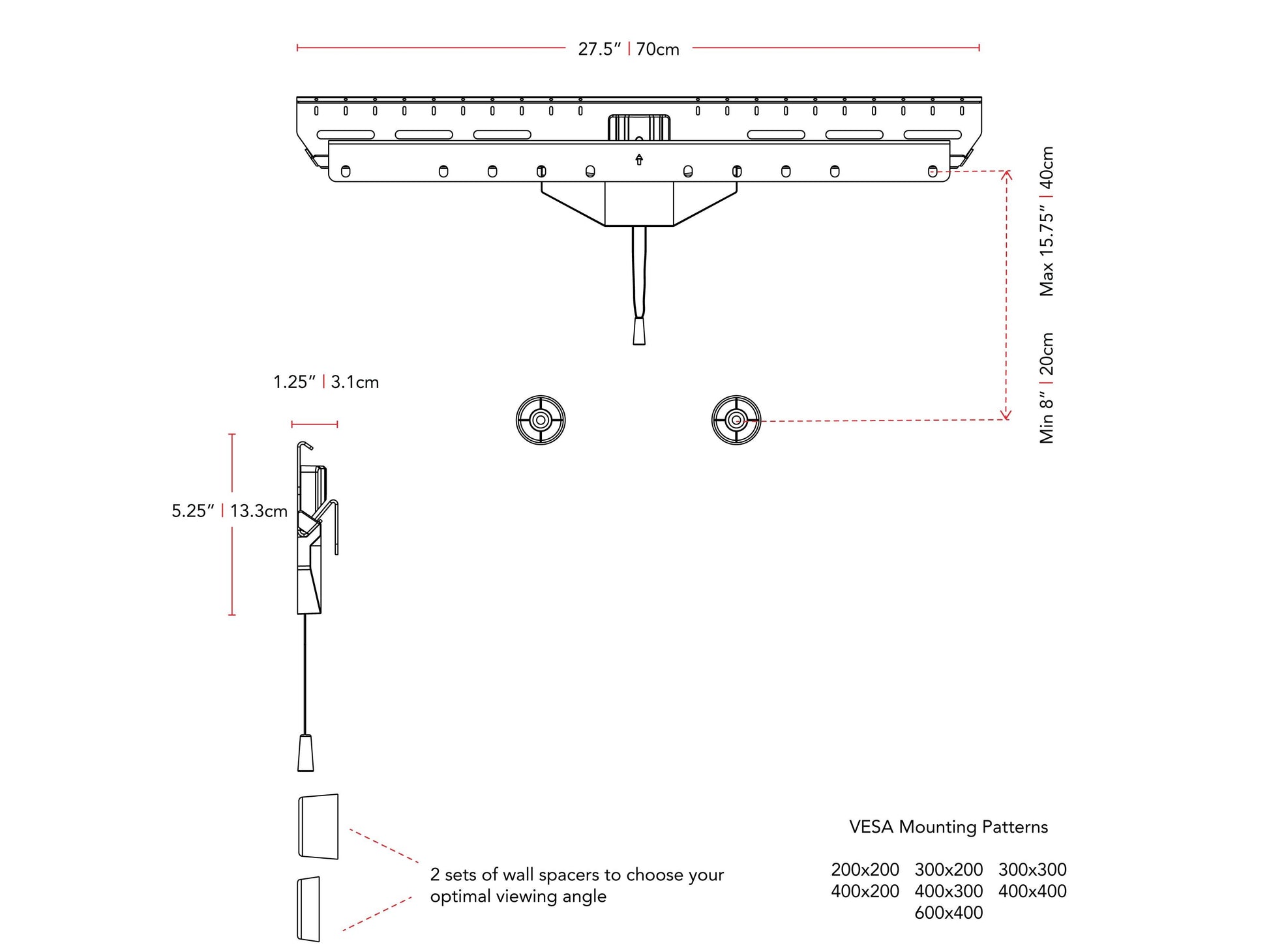 Black adjustable drywall TV wall mount for 37-80 inch TVs with tilting and swiveling features, sturdy steel construction, and cable management system for clean installation.