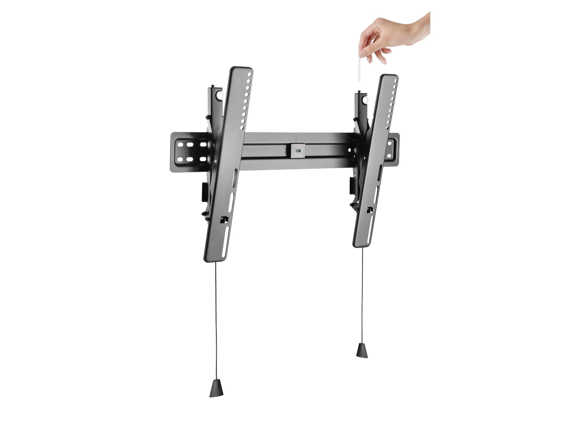 Tilting TV wall mount for 37" - 70" TVs, heavy-duty steel construction, black finish, adjustable tilt angles, secure mounting brackets, and easy installation hardware.