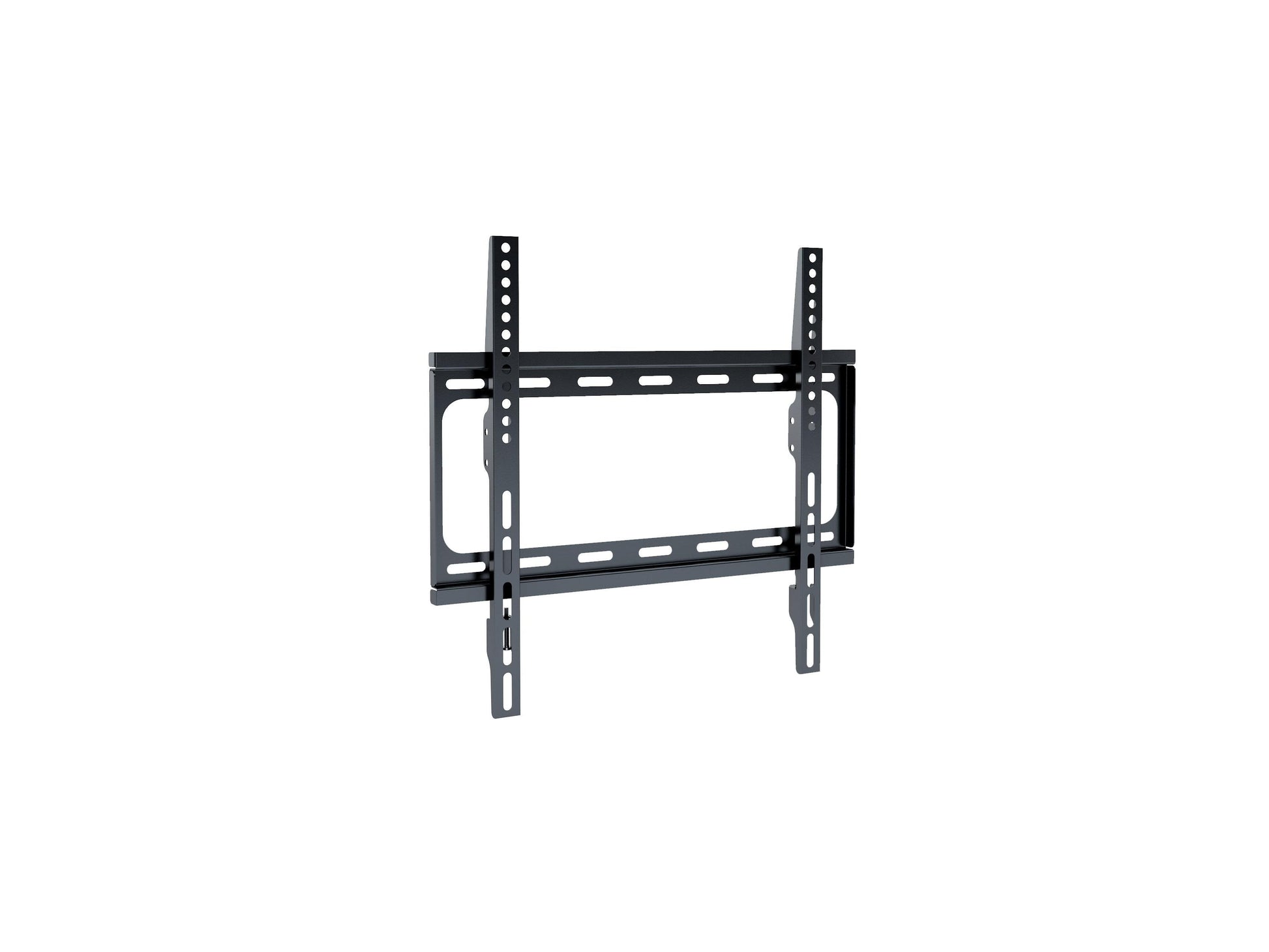 Fixed TV wall mount for 26" - 65" TVs, black steel construction, slim profile, easy installation, secure and stable support, minimalist design, compatible with most flat-screen TVs, perfect for living rooms and offices.