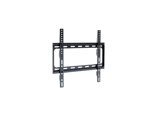 Fixed TV wall mount for 26" - 65" TVs, black steel construction, slim profile, easy installation, secure and stable support, minimalist design, compatible with most flat-screen TVs, perfect for living rooms and offices.