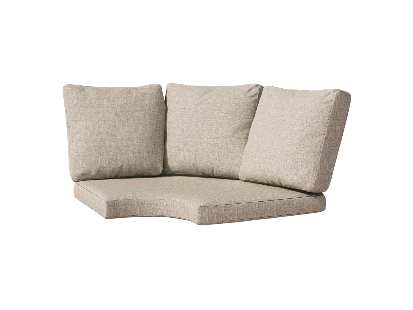 Replacement round corner sectional patio cushions in beige with tufted design, set of 4, featuring durable, weather-resistant fabric for outdoor furniture.