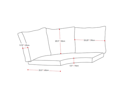 Gray patio sectional replacement cushions with round corners, featuring durable weather-resistant fabric and plush padding, set of four. Ideal for outdoor furniture, enhancing comfort and style for any patio setting.