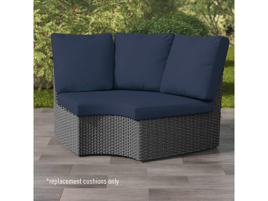 Replacement patio sectional cushions set with round corners, featuring four pieces in a neutral beige color, made from durable, weather-resistant fabric. Ideal for refreshing outdoor furniture with cozy, stylish comfort.