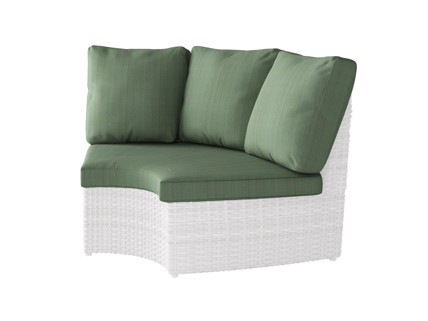 Replacement round corner sectional patio cushions, 4-piece set in beige with brown piping, featuring durable outdoor fabric and plush filling for enhanced comfort and style.