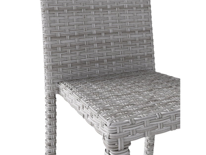 Set of four modern patio dining chairs with sleek black metal frames, light brown wooden seats, and backrests featuring a slatted design, perfect for outdoor dining and entertaining.