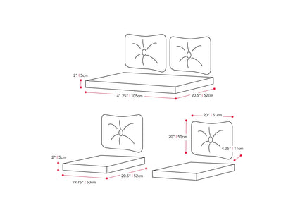 Light blue patio replacement cushion set, 7 pieces, includes seat and back cushions. Durable, weather-resistant fabric with tufted detailing. Ideal for outdoor furniture refresh or upgrade.