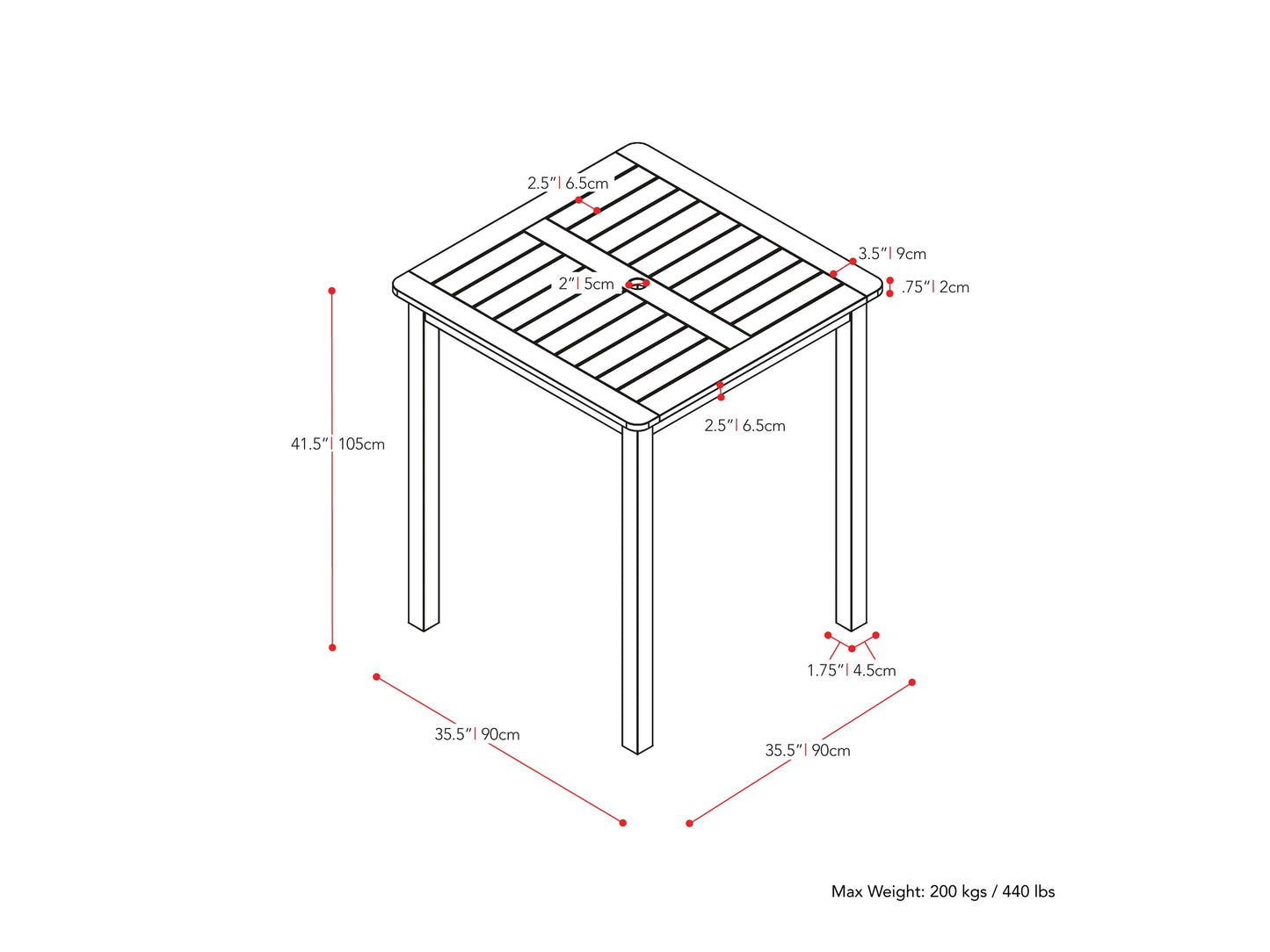 Patio bar height table in washed white finish, featuring a sturdy wooden frame with slatted top and weather-resistant materials, perfect for outdoor dining and entertaining.