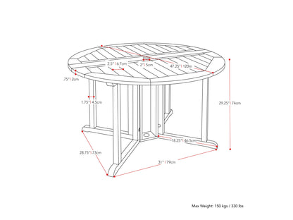 Brown wooden outdoor drop leaf patio table with foldable sides, sturdy legs, and a smooth finish, ideal for small spaces and versatile outdoor dining.