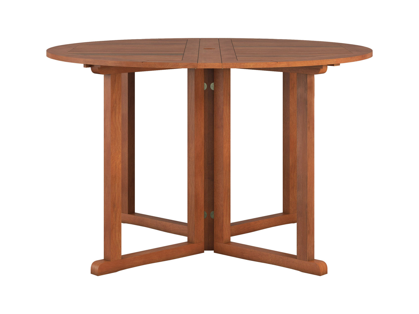 Brown wooden outdoor drop leaf patio table with foldable sides, sturdy legs, and a smooth finish, ideal for small spaces and versatile outdoor dining.