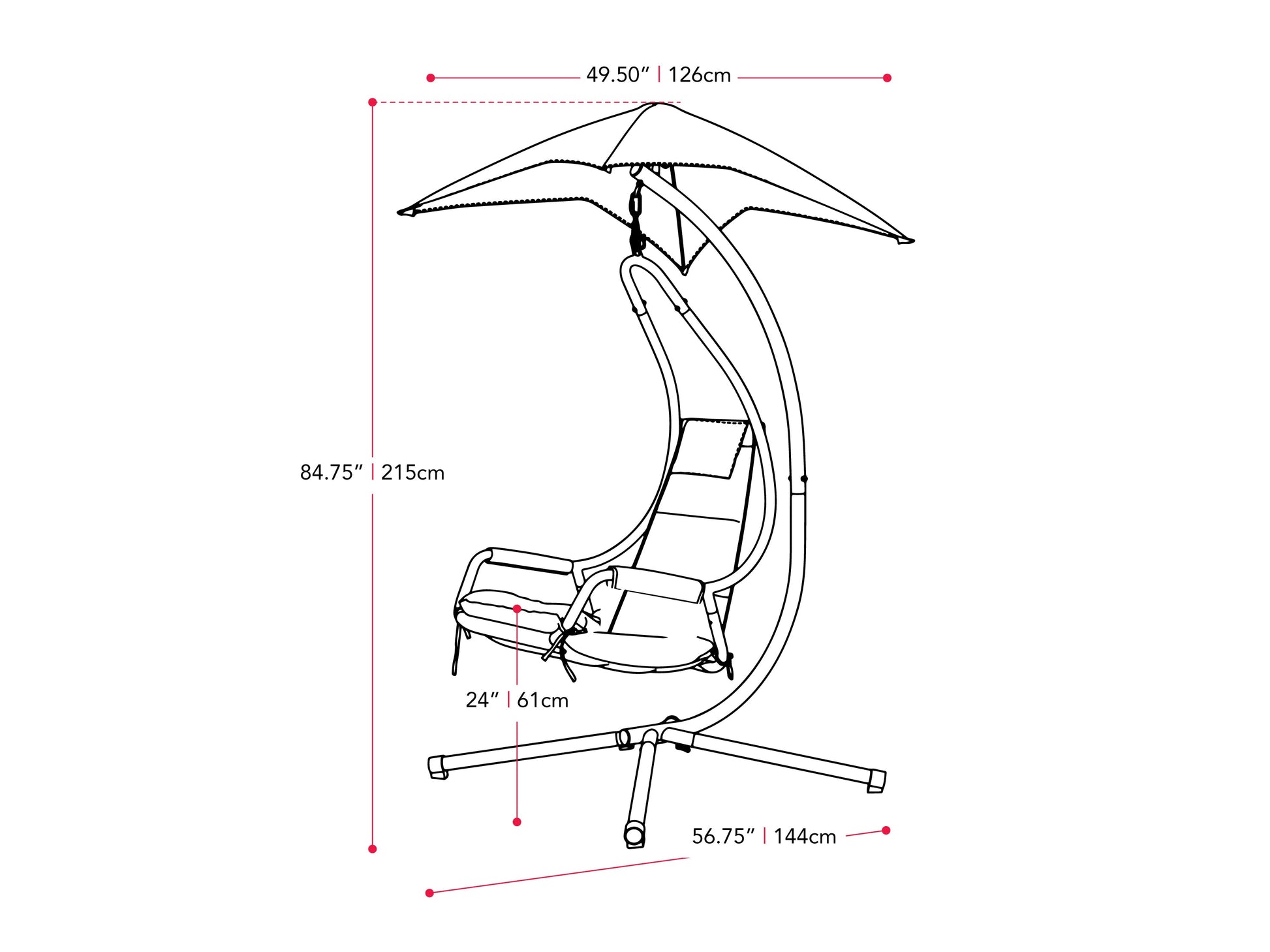 Light blue swing lounge chair with cushioned seat and backrest, sturdy metal frame, and weather-resistant fabric. Ideal for patios and outdoor relaxation.