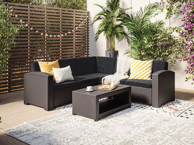 black Outdoor Wicker Sectional Set, 6pc Lake Front Collection lifestyle scene by CorLiving#color_black