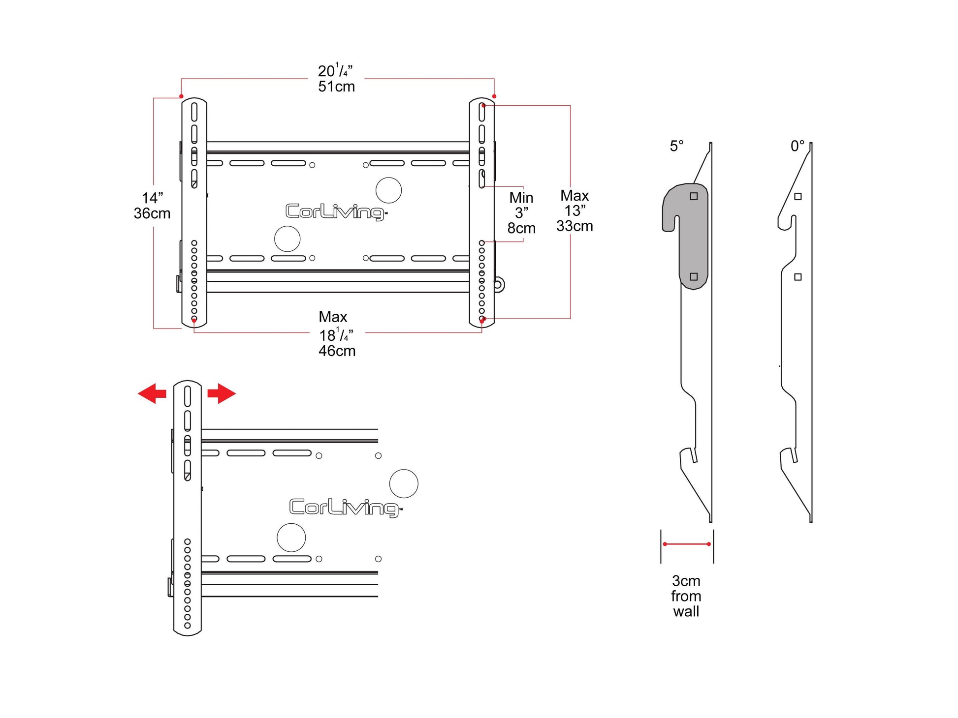Black adjustable 65 inch TV wall mount with tilt and swivel features, designed for 27 to 65 inch flat-screen TVs, sturdy steel construction, easy installation, and cable management system.