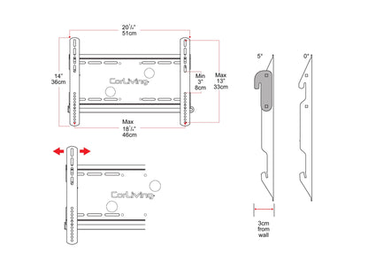 Black adjustable 65 inch TV wall mount with tilt and swivel features, designed for 27 to 65 inch flat-screen TVs, sturdy steel construction, easy installation, and cable management system.