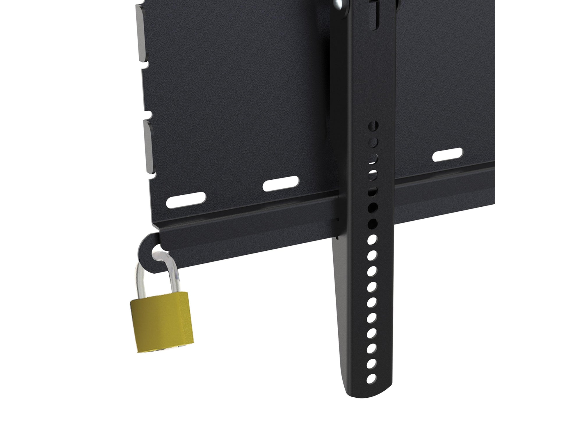 Black adjustable 65 inch TV wall mount with tilt and swivel features, designed for 27 to 65 inch flat-screen TVs, sturdy steel construction, easy installation, and cable management system.