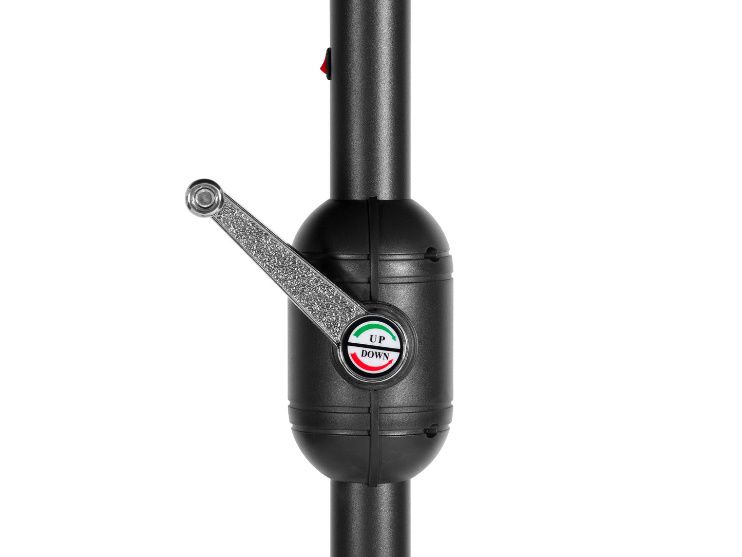 Off-white 9ft patio umbrella with tilting feature and built-in LED lights, providing shade and ambiance for outdoor spaces, featuring a sturdy metal pole and weather-resistant fabric.