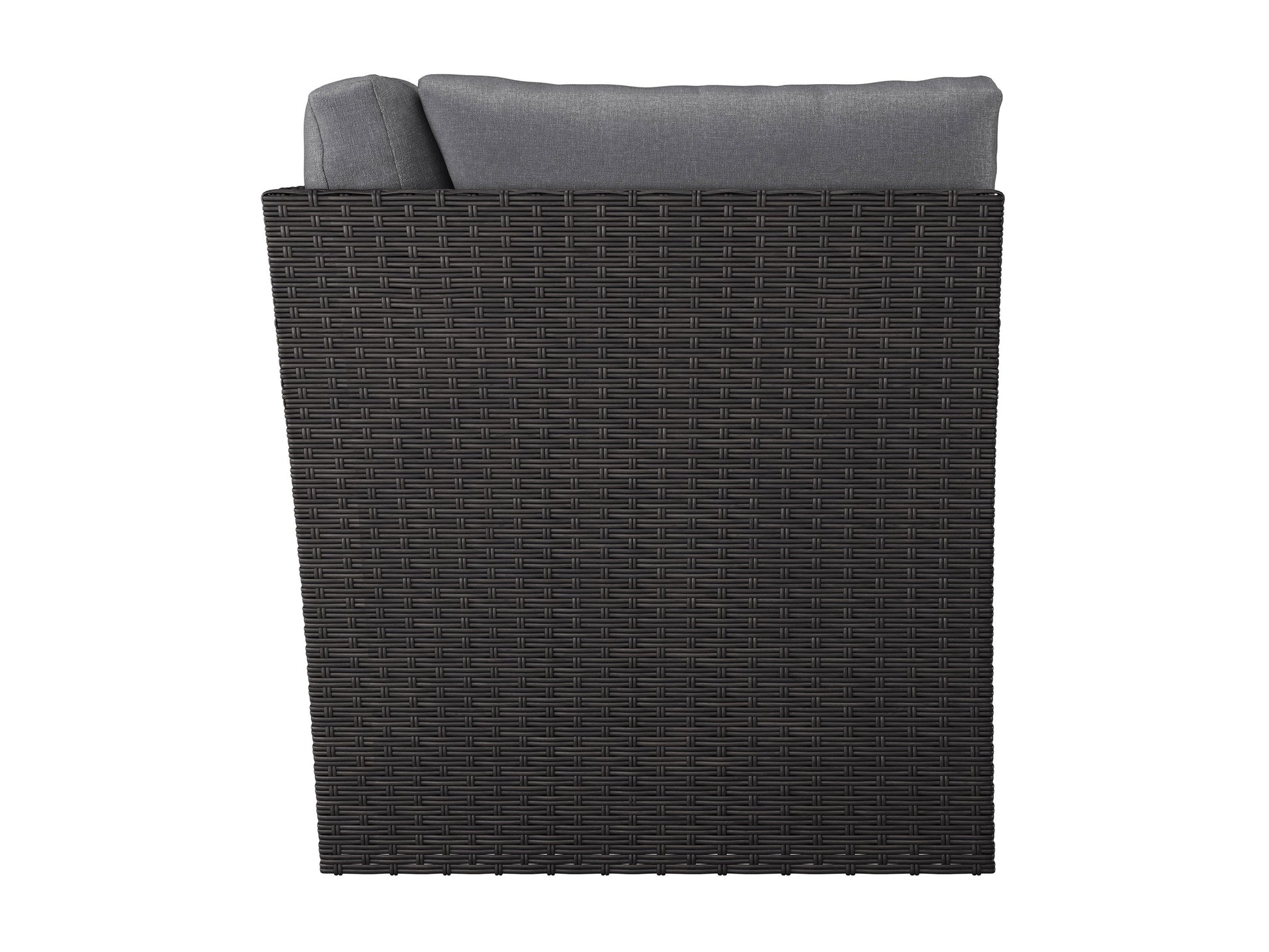 Grey outdoor sectional corner chair with weather-resistant cushions, sleek aluminum frame, and modern design. Ideal for patio or garden seating, offering comfort and durability for outdoor lounging.