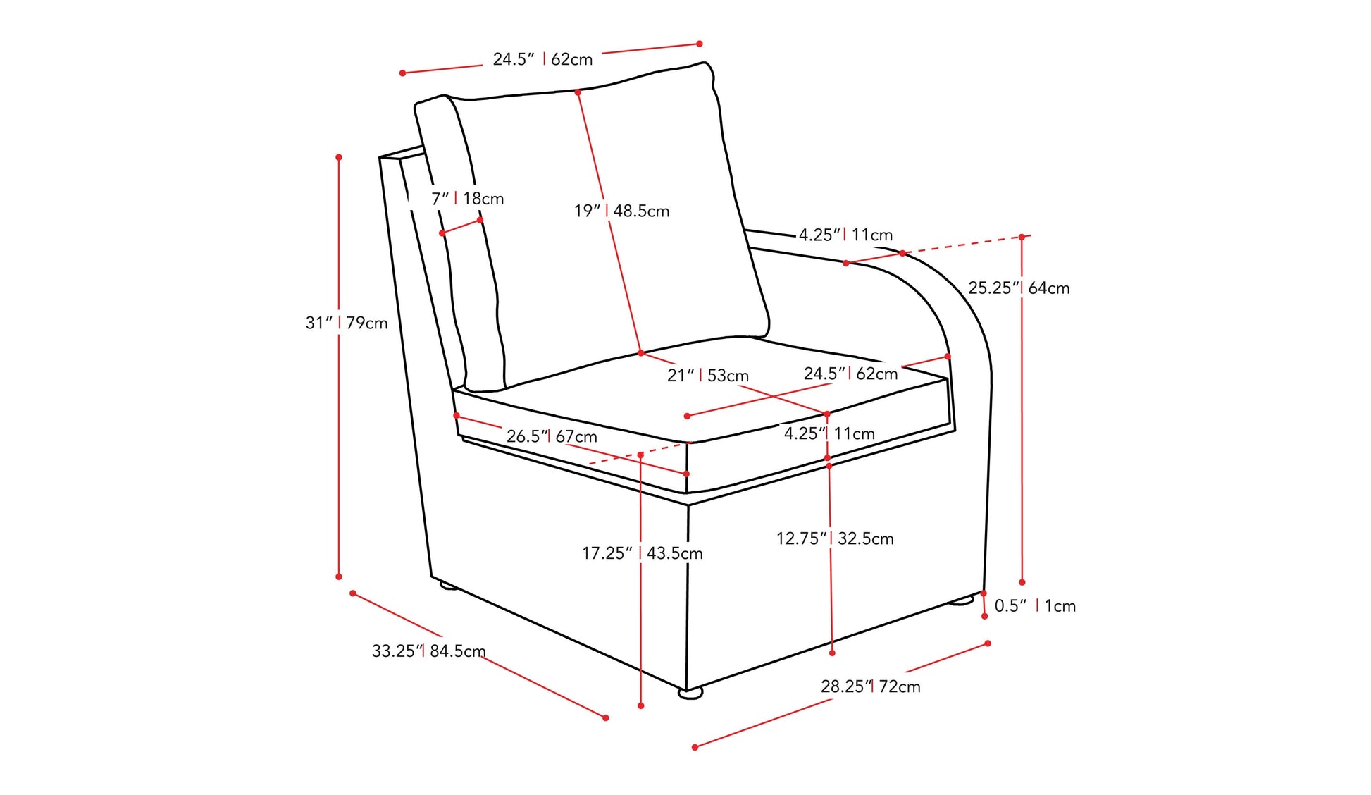 Blue outdoor sectional patio chair with right armrest, featuring weather-resistant cushions and a sturdy aluminum frame. Ideal for comfortable and stylish outdoor seating in gardens, patios, or decks.