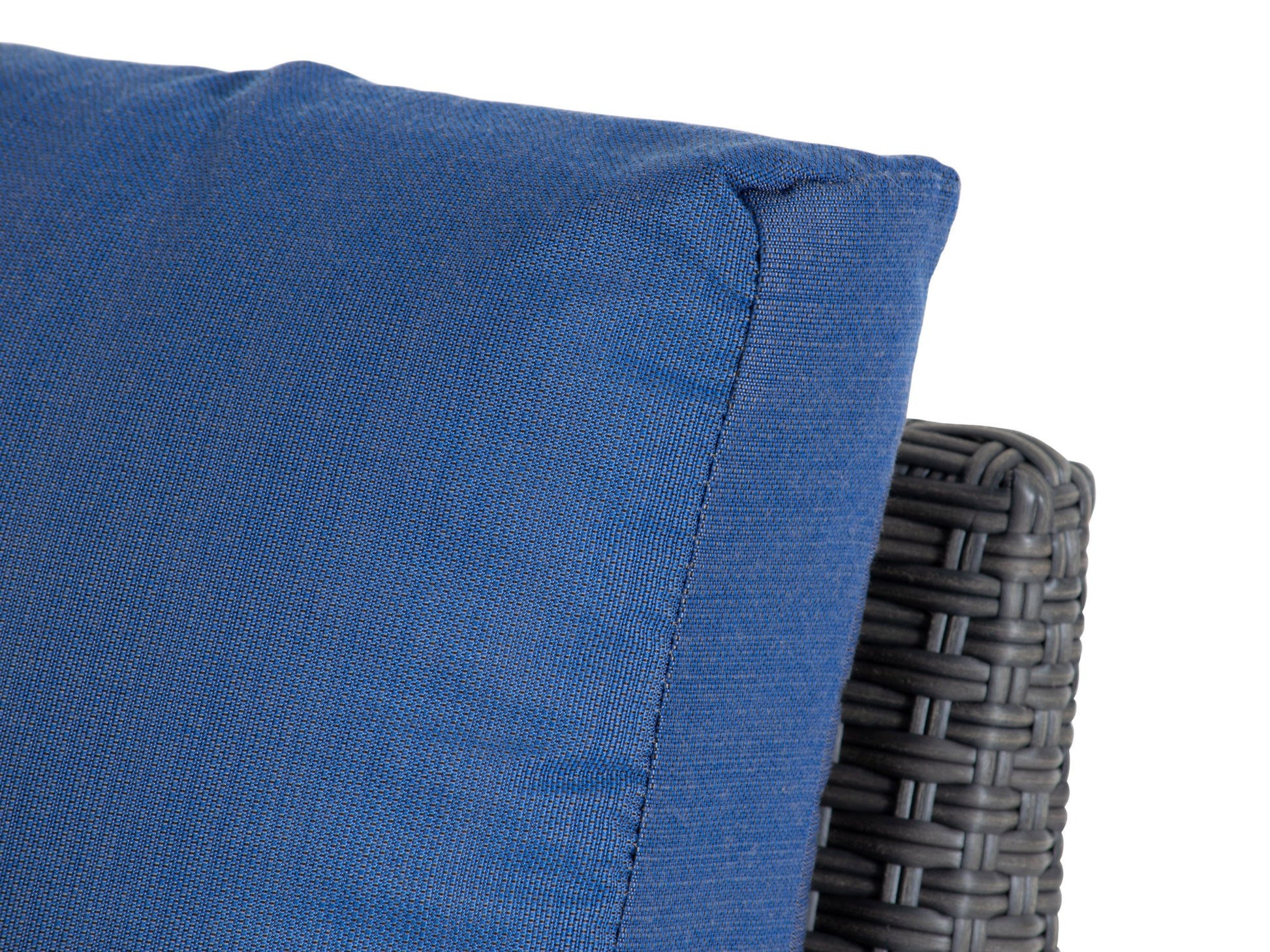 Blue outdoor sectional middle piece patio chair with weather-resistant fabric, featuring a sleek aluminum frame and plush cushions for comfort. Ideal for modern outdoor living spaces.