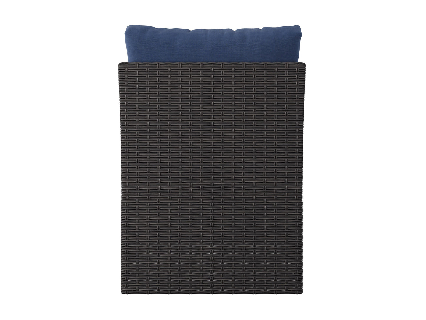 Blue outdoor sectional middle piece patio chair with weather-resistant fabric, featuring a sleek aluminum frame and plush cushions for comfort. Ideal for modern outdoor living spaces.