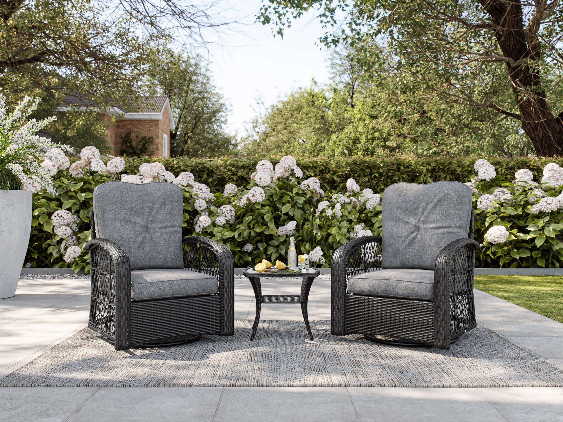 Grey Swivel Patio Chairs Set, 3pc – CorLiving Furniture Canada