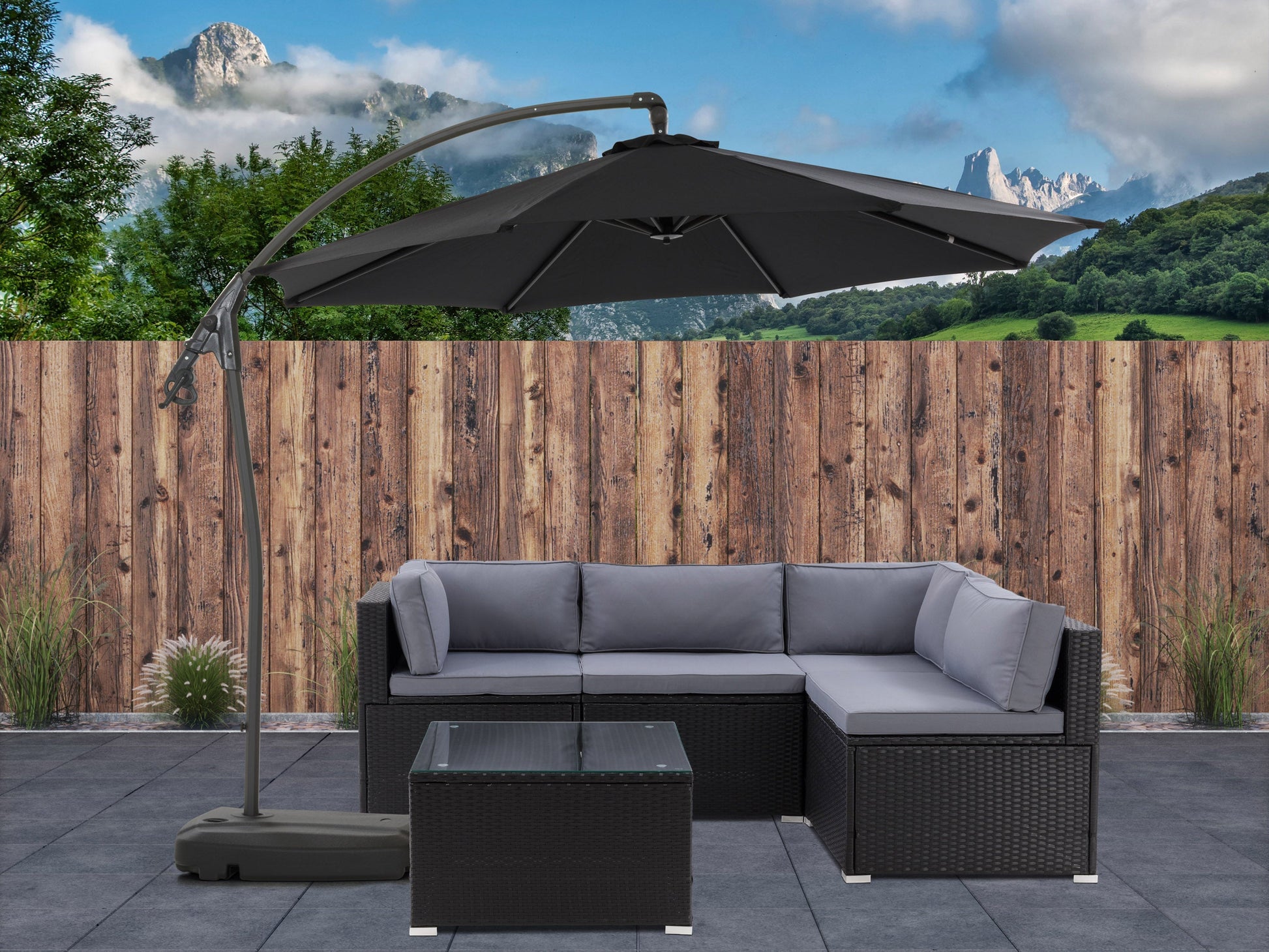 fade resistant patio umbrella canada Cantilever Patio Umbrella with Base