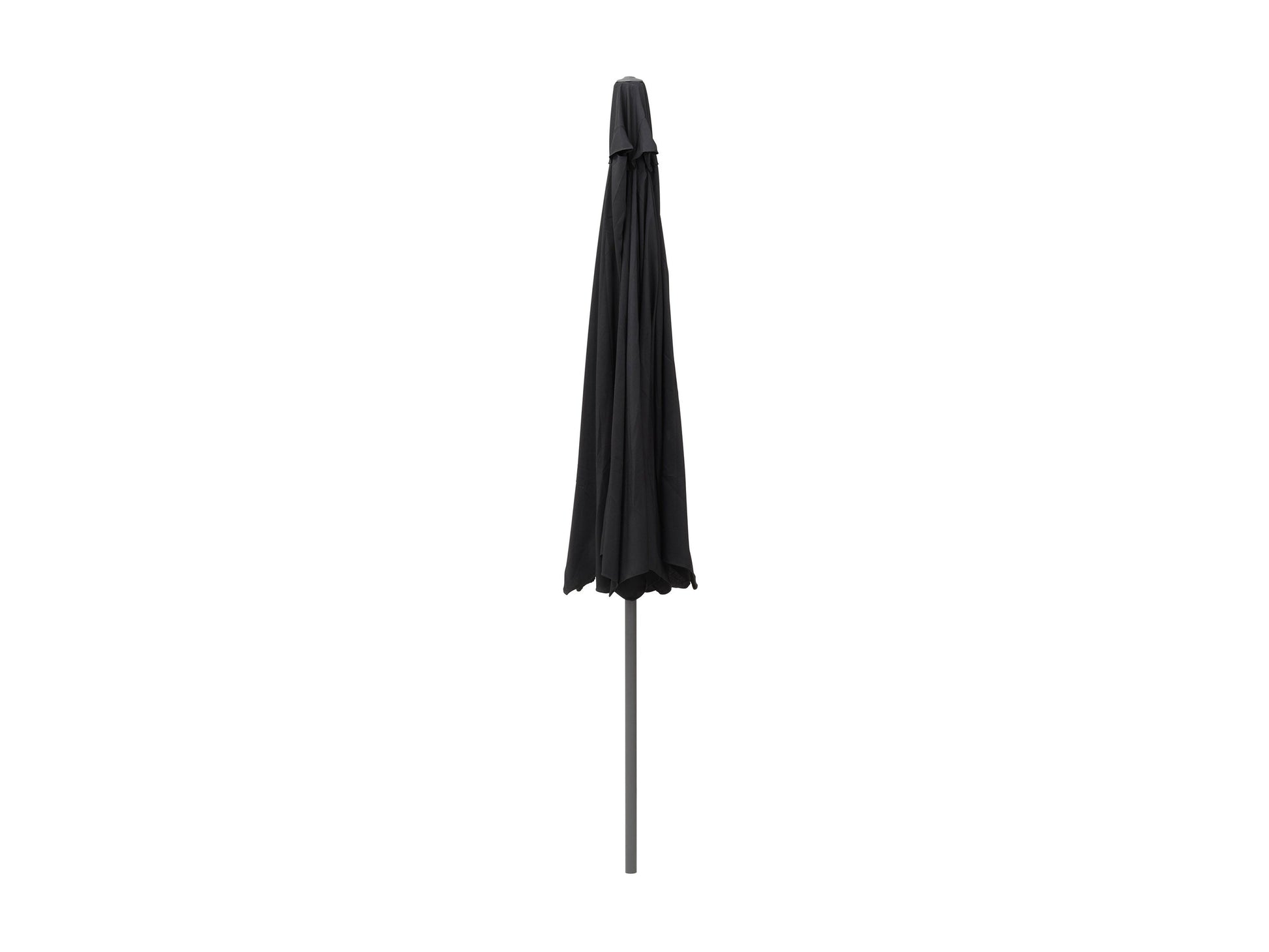 Black 10ft round patio umbrella with tilting feature, sturdy metal frame, and weather-resistant fabric. Ideal for outdoor shade on patios, gardens, and decks.
