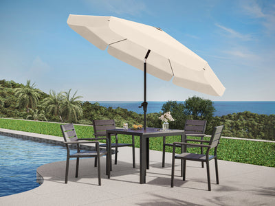 warm white 10ft patio umbrella, round tilting 200 Series lifestyle scene CorLiving#color_ppu-warm-white