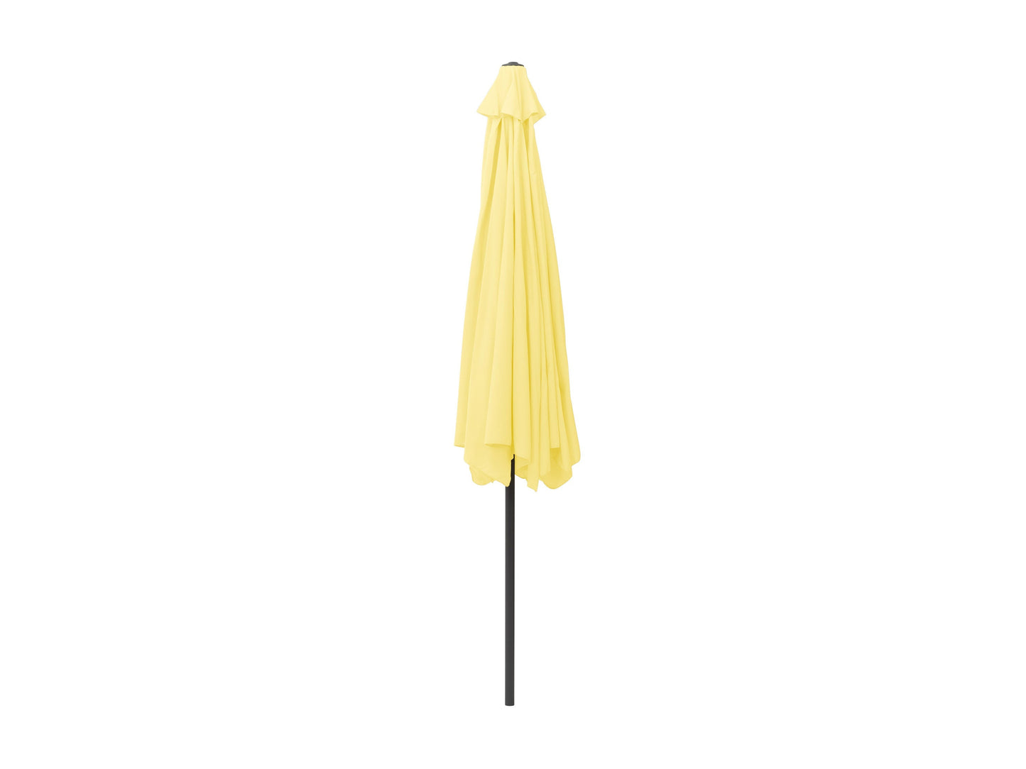 Bright yellow 10ft round patio umbrella with tilting mechanism, sturdy aluminum pole, and weather-resistant fabric, ideal for outdoor shade.