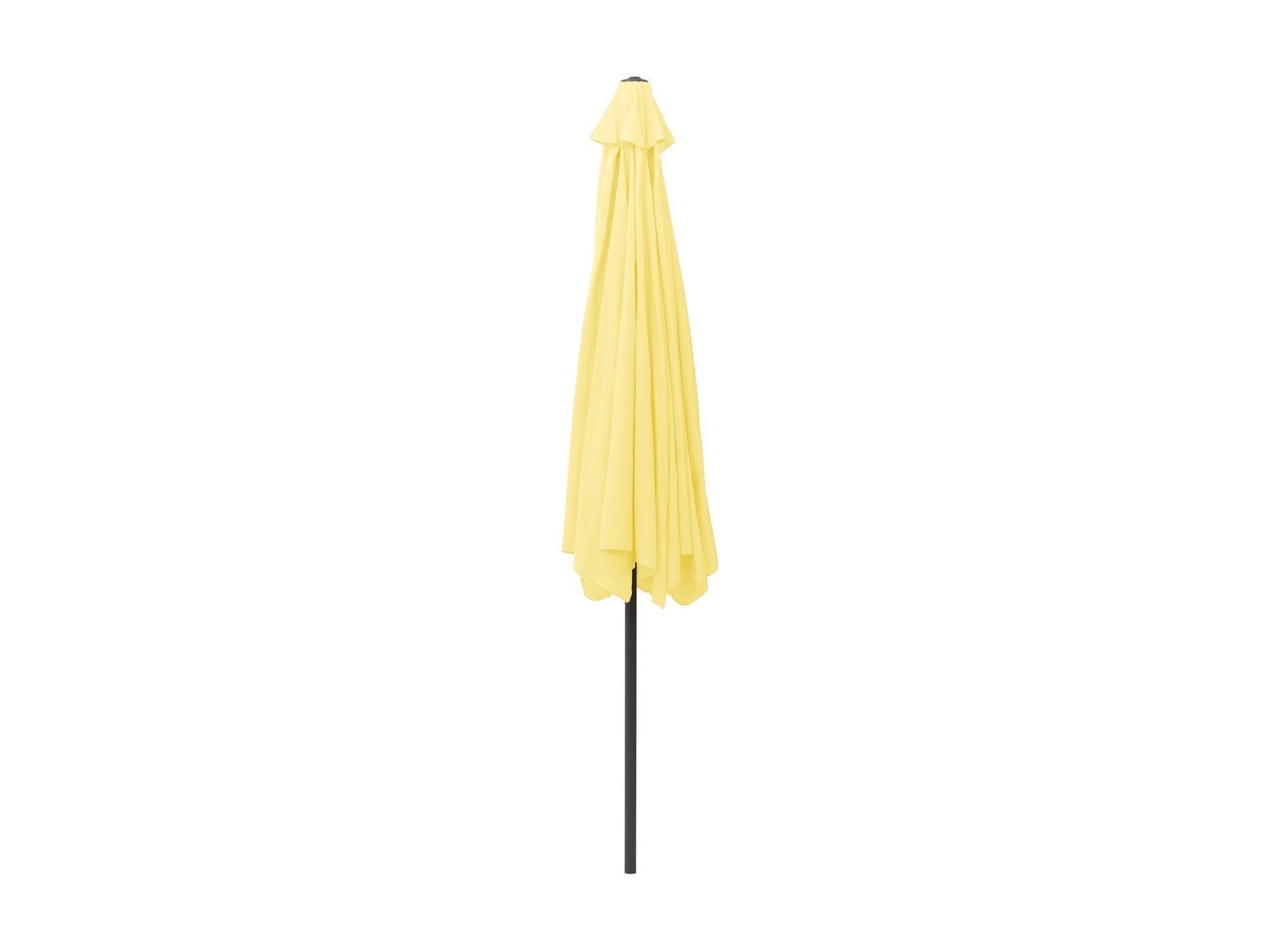 Bright yellow 10ft round patio umbrella with tilting mechanism, sturdy aluminum pole, and weather-resistant fabric, ideal for outdoor shade.