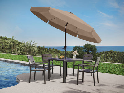 brown 10ft patio umbrella, round tilting 200 Series lifestyle scene CorLiving#color_ppu-brown