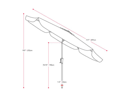 Taupe and white 10ft round patio umbrella with tilting feature, sturdy aluminum pole, and weather-resistant fabric, perfect for outdoor shade and garden decor.